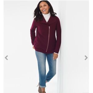 Chico’s Solid Boiled Wool Full Zip Long Sleeve Cardigan Chico’s 0